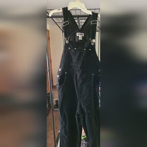 Vintage Xhileration Black Velvet/Velour Overalls. Will Delint/Steam.